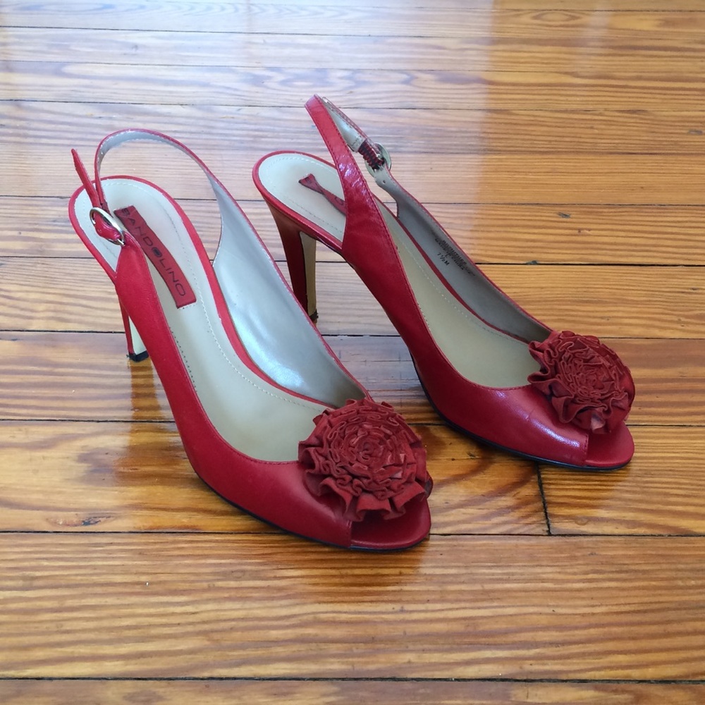 Red rosette slingback heels - 7.5